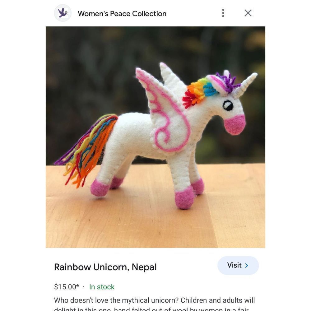 Handmade Unicorn Felted Wool Christmas Ornaments Set 5 Nwt - Picture 2 of 8